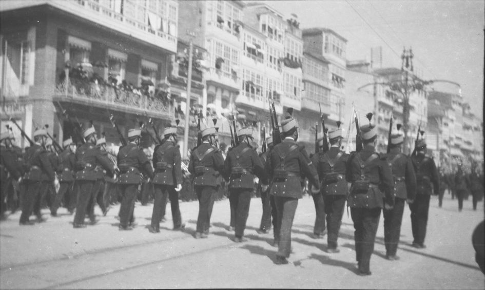 A military review in a Galician town square, late nineteenth century