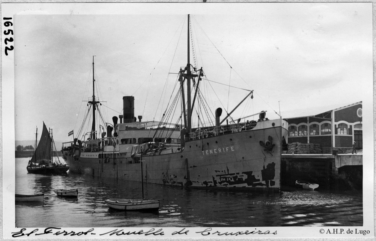 The steamer Tenerife alongside the Cruxeiras quay at Ferrol